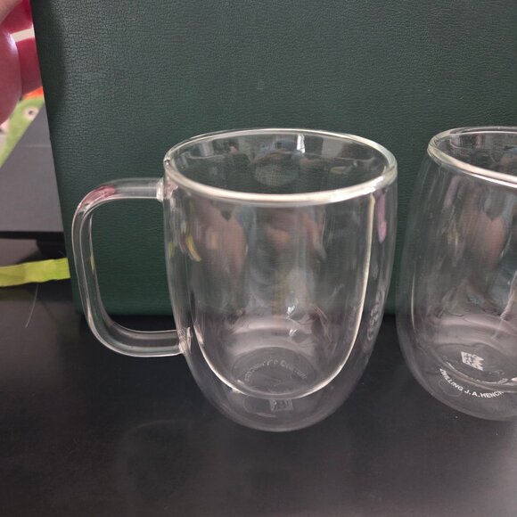 Zwilling J. A. Henckels Pair of Double Walled Clear Glass Espresso Mugs 3.5” - Picture 2 of 5